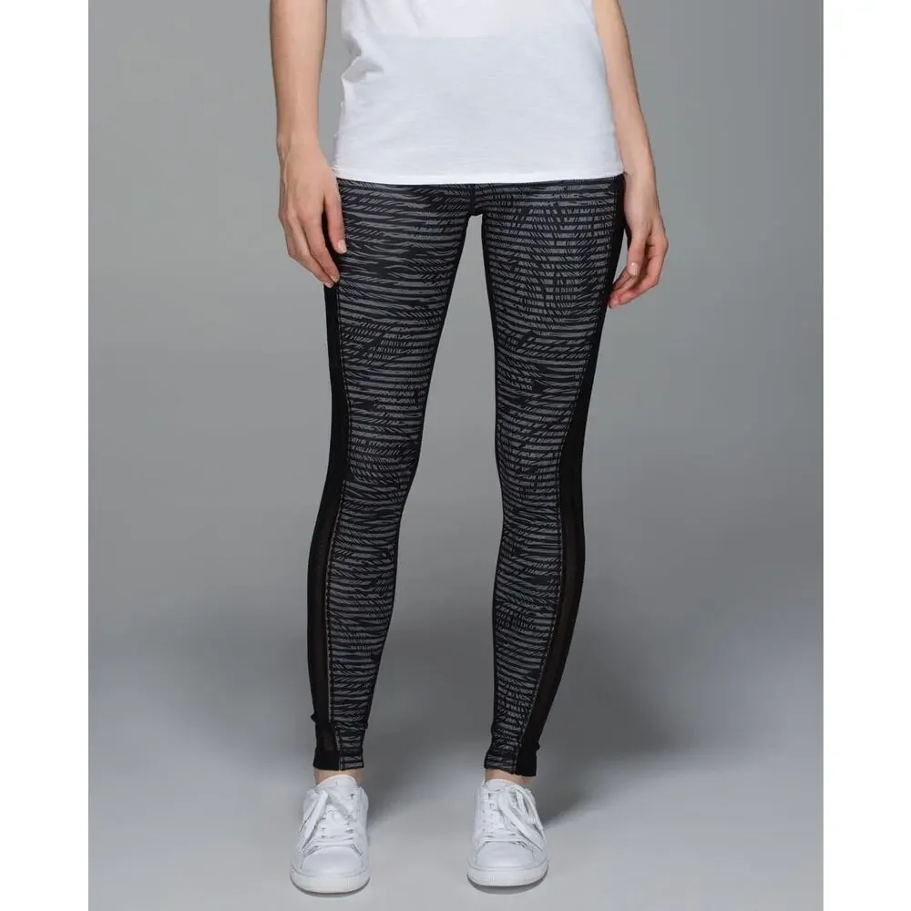 Lululemon Athletica‎ Wunder Under Pant Luxtreme Roll Down Stripe Yoga Black 4 6